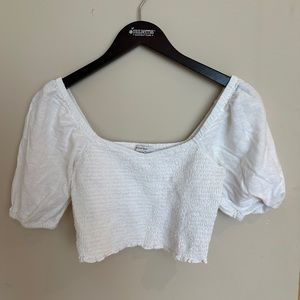 American Eagle smock puff sleeve top white